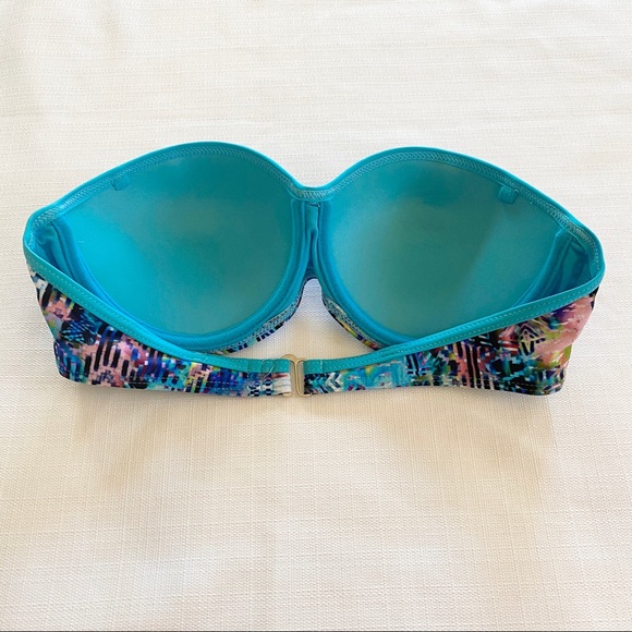 Blue Printed Strapless Bikini Top Size Small - Picture 2 of 8